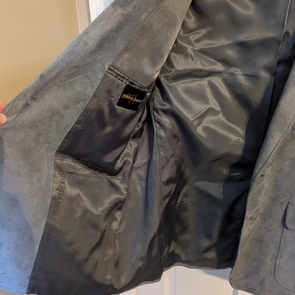 Golden Lancer Men's Suede Powder Blue Blazer sz 42 Imported Materials USA Made - Picture 11 of 14